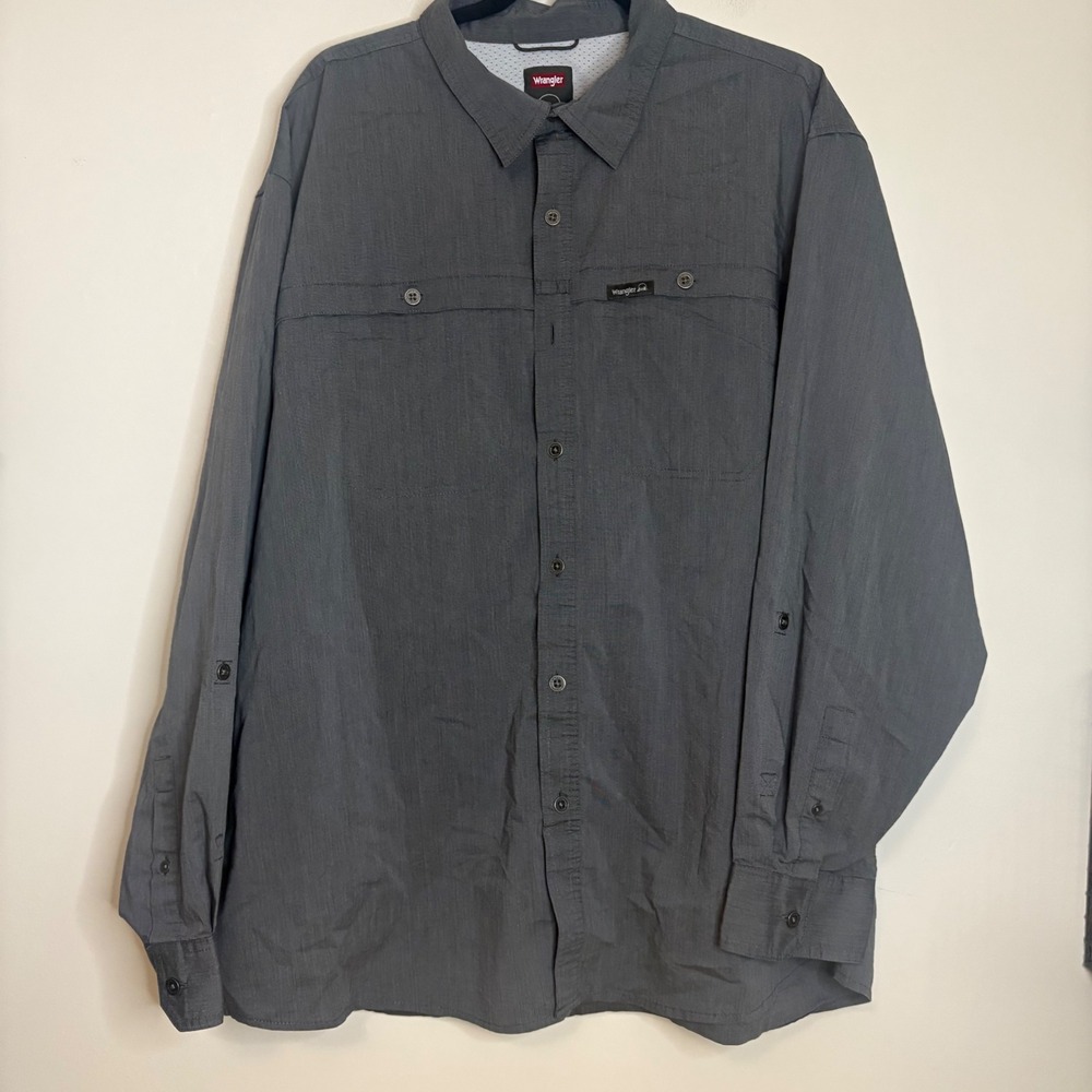 Wrangler Outdoor Shirt Mens 3XL Gray Long Sleeve Ventilated Fishing Hiking